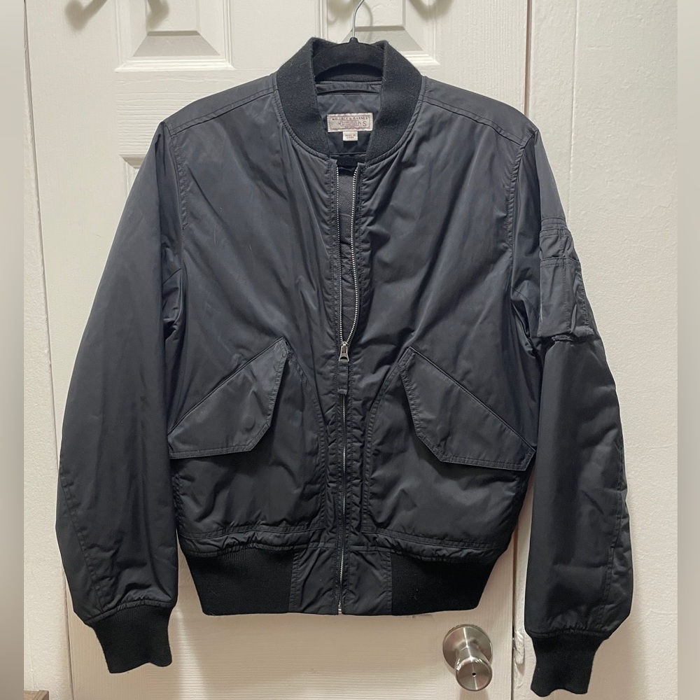 J Crew Nylon Bomber Jacket Insulated Black S Small